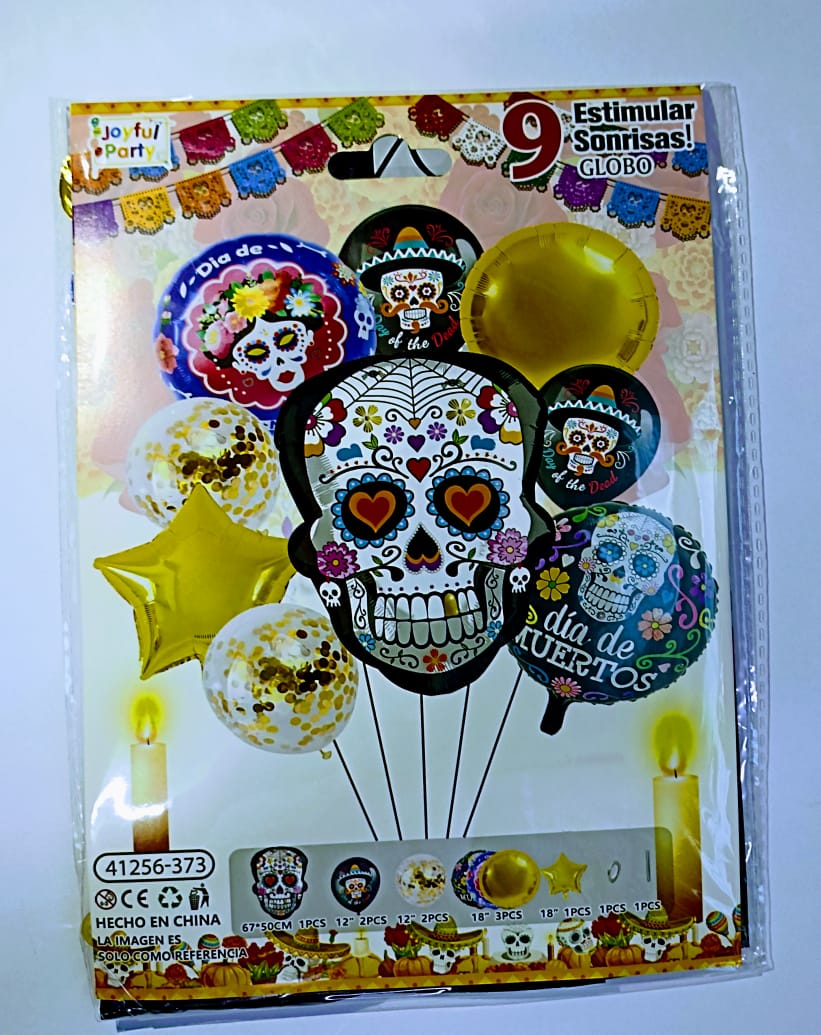 DÍA DE MUERTOS CALAVERA SET DE 9 GLOBOS