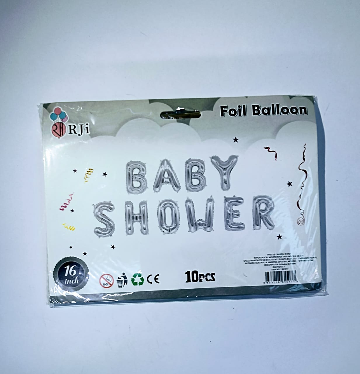 SILVER BABY SHOWER BALLOON SIGN