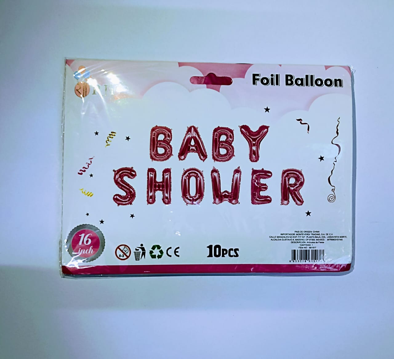 SILVER BABY SHOWER BALLOON SIGN