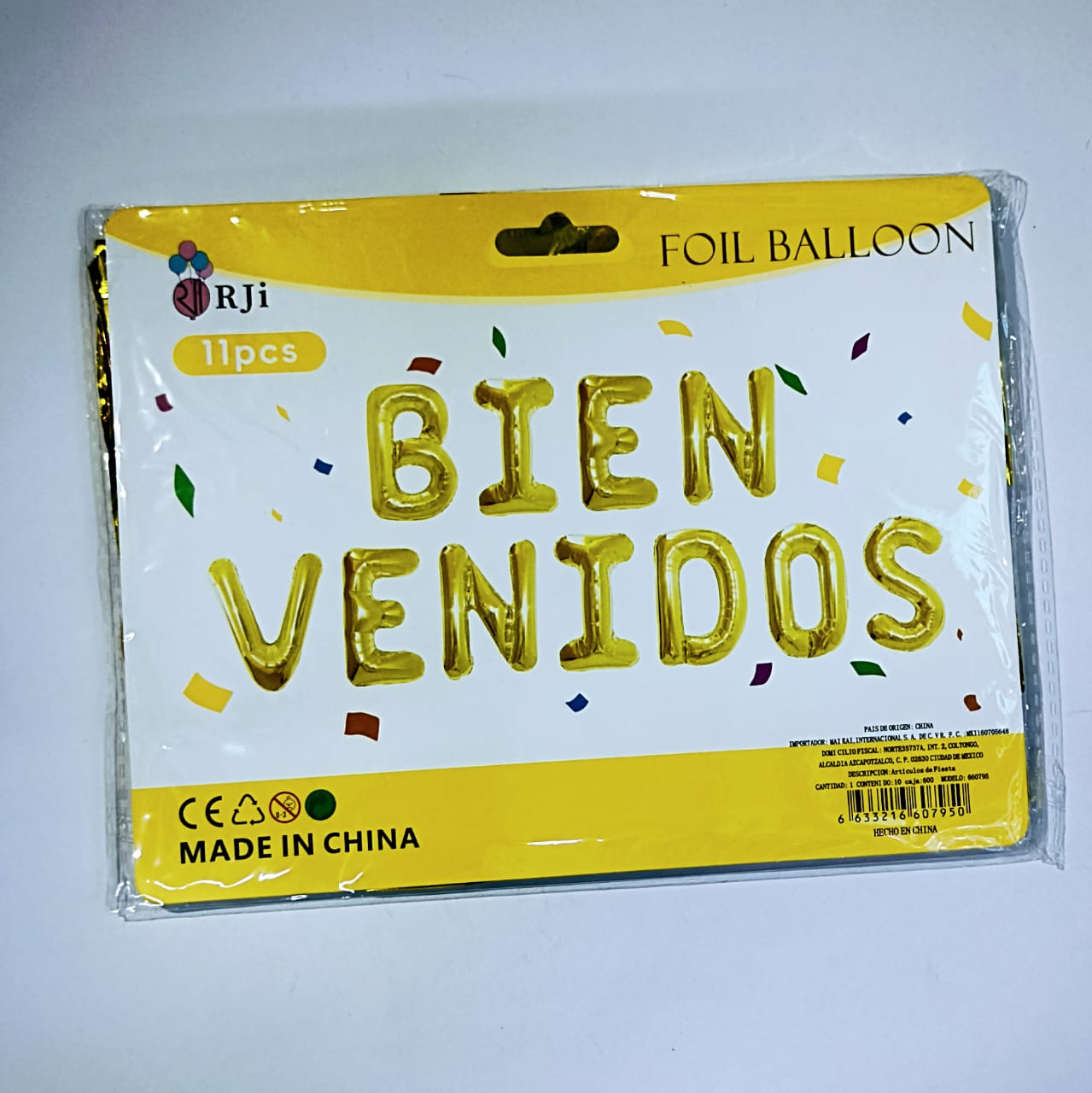 LETRERO DE GLOBOS BIENVENIDOS DORADO