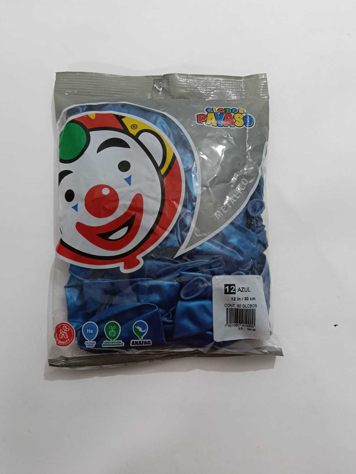 GLOBO PAYASO #12 METÁLICO AZUL