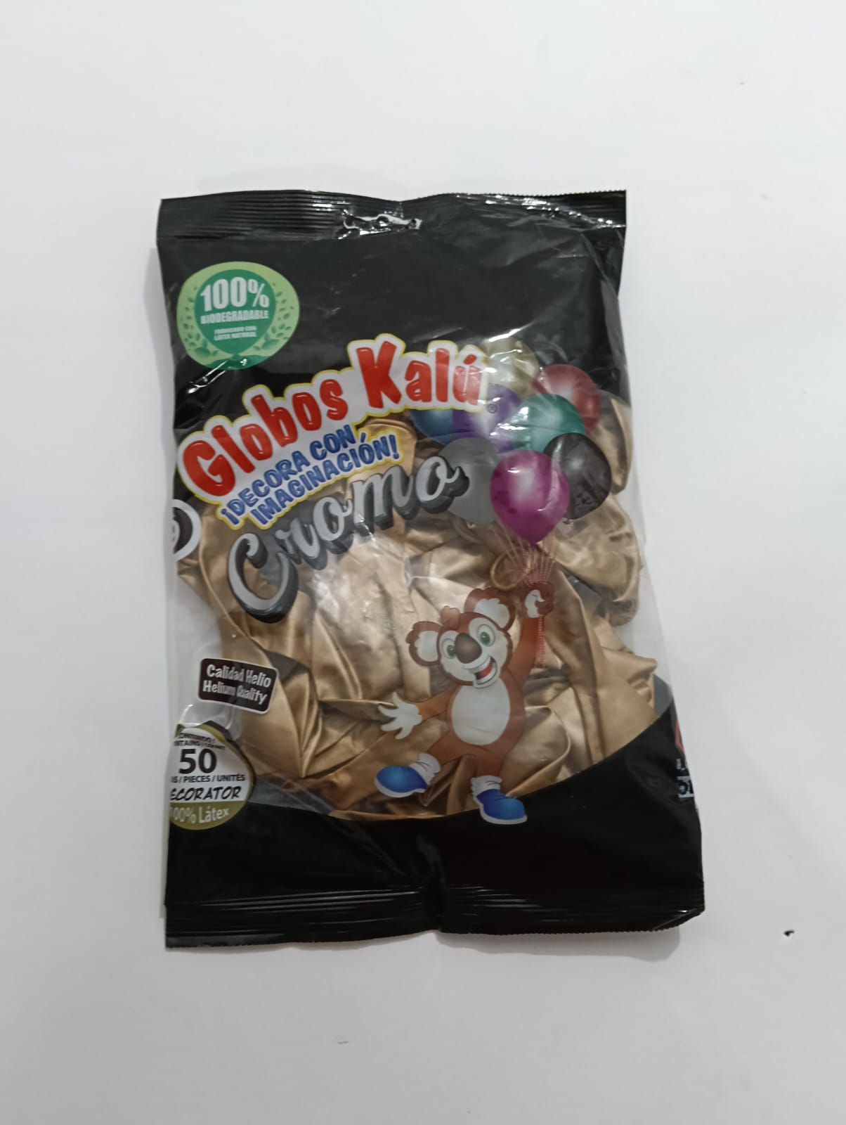 GLOBO KALU # 9 ORO CROMO METÁLICO 50 PZAS