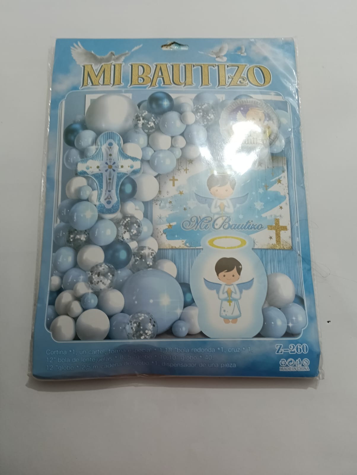 MI BAUTIZO NIÑO ARCO COMPLETO  (BLANCO, AZUL)