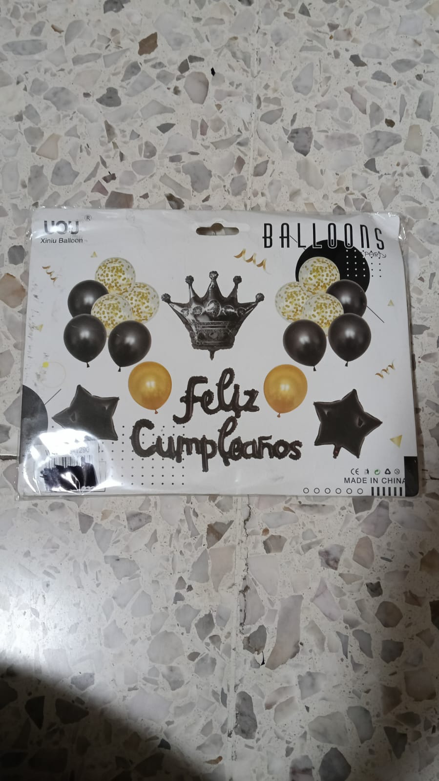 LETRERO FELIZ CUMPLEAÑOS CON CORONA GLOBO LATEX
