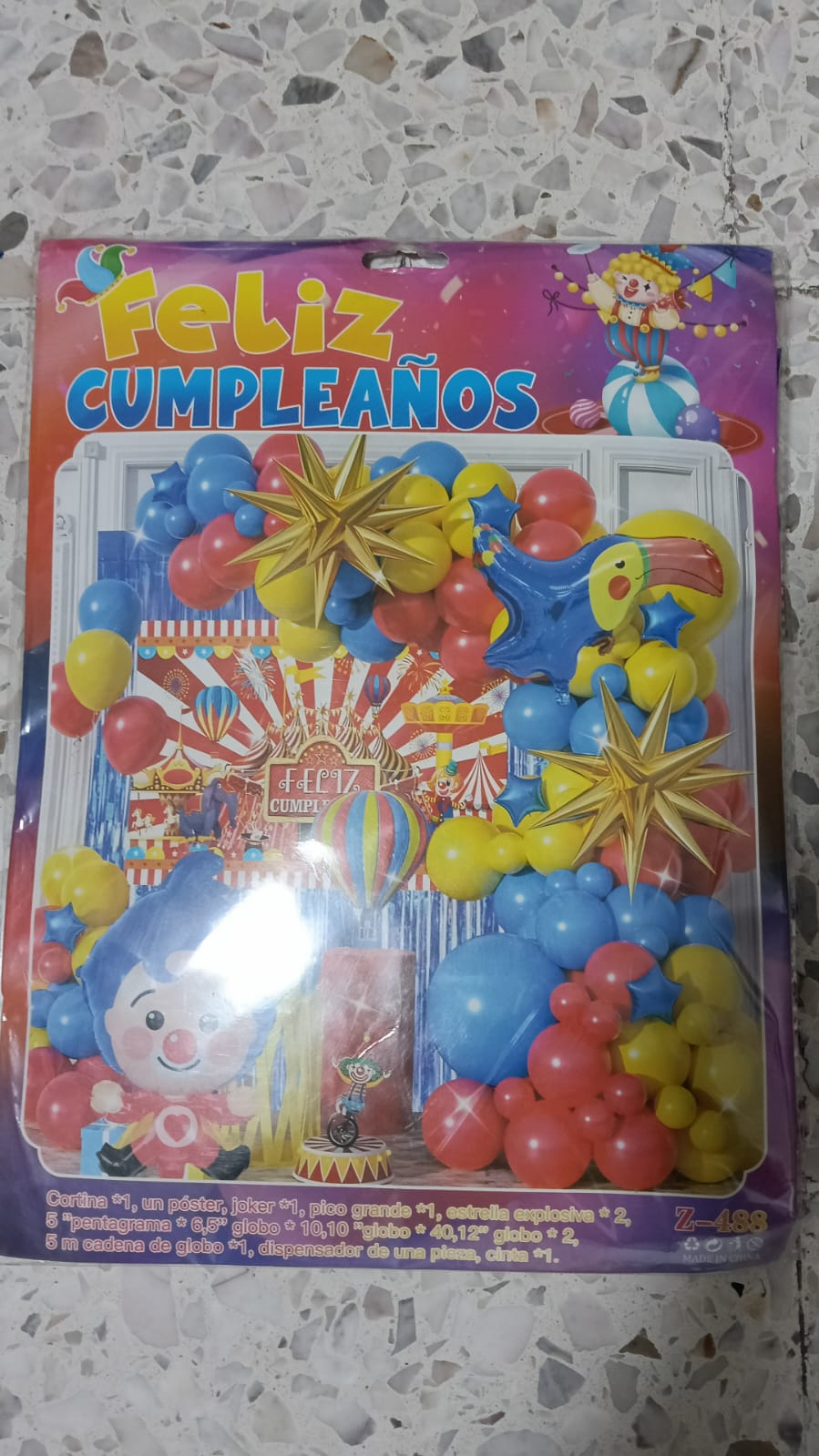 PLIM PLIM ARCO COMPLETO FELIZ CUMPLEAÑOS (AZUL, ROJO)