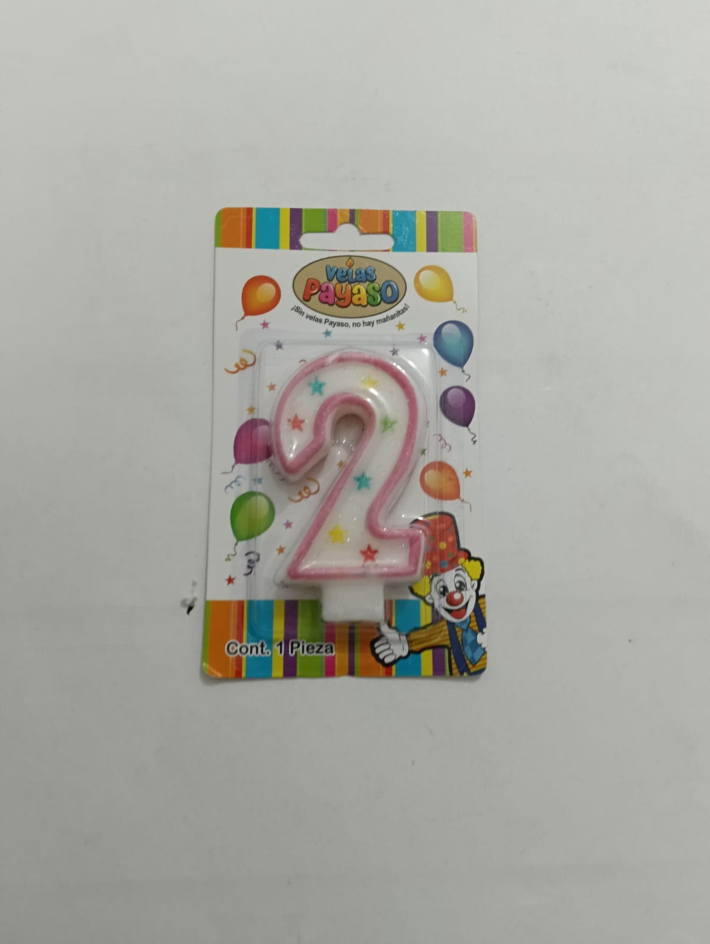 VELA NÚMERO PAYASO CERA ROSA