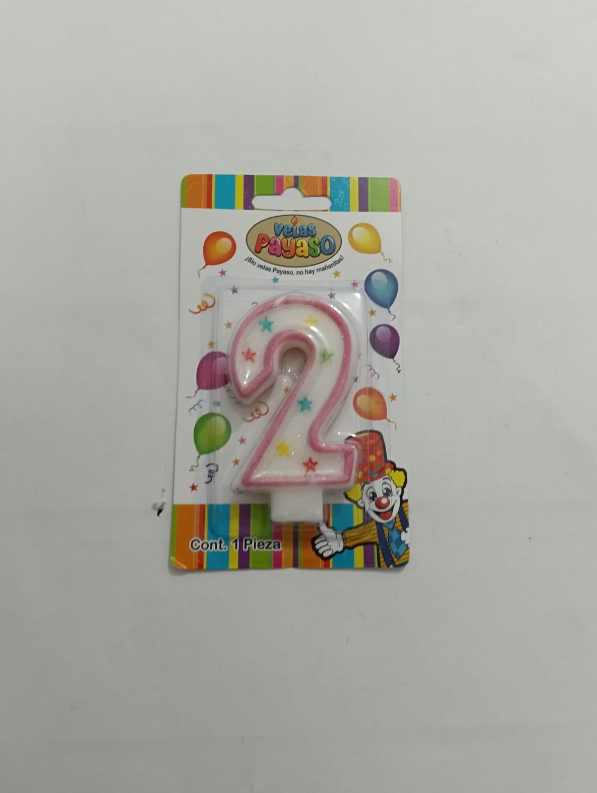 VELA NÚMERO PAYASO CERA ROSA