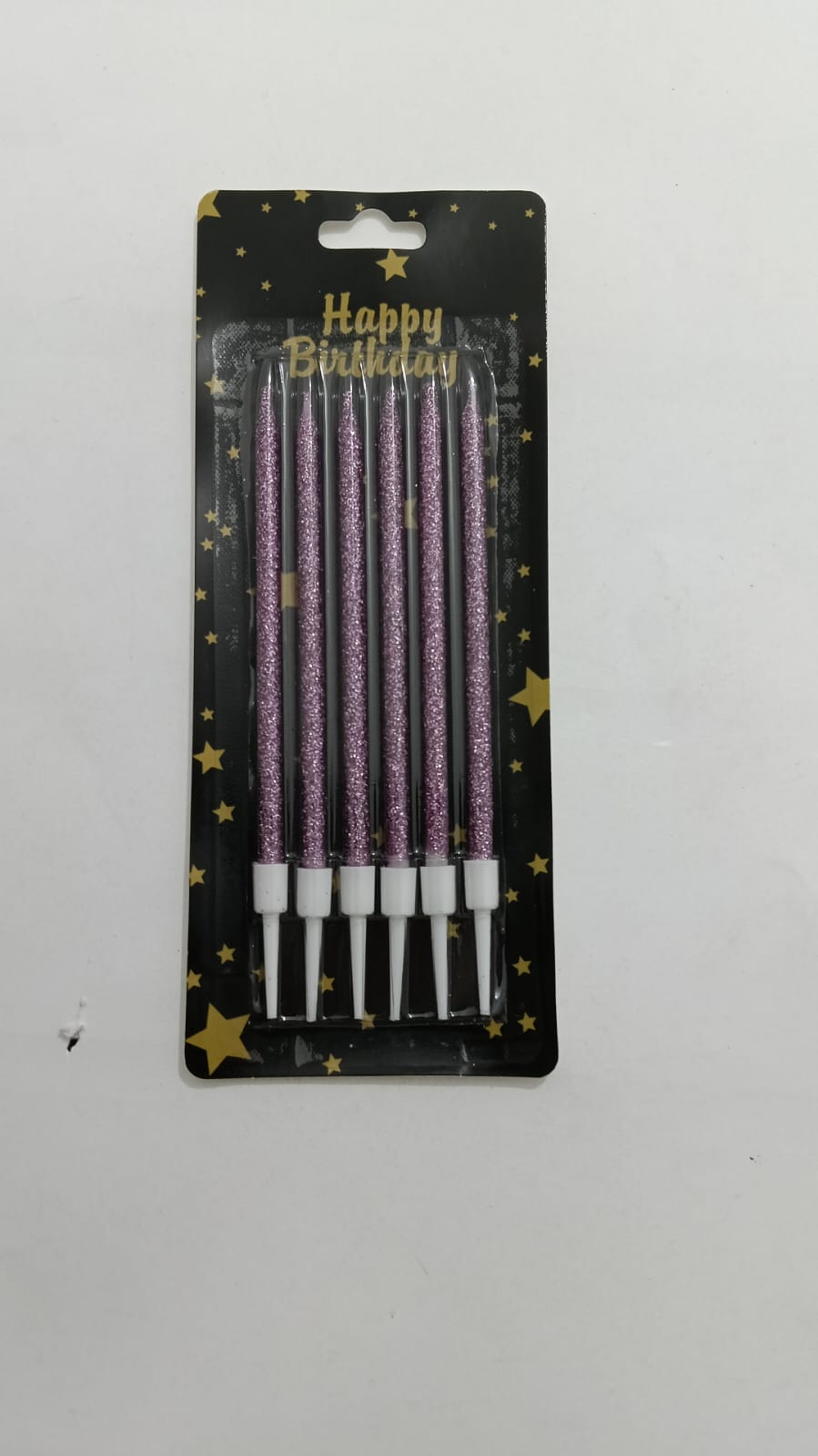 VELA LARGA  METÁLICA MORADA 6 PZAS