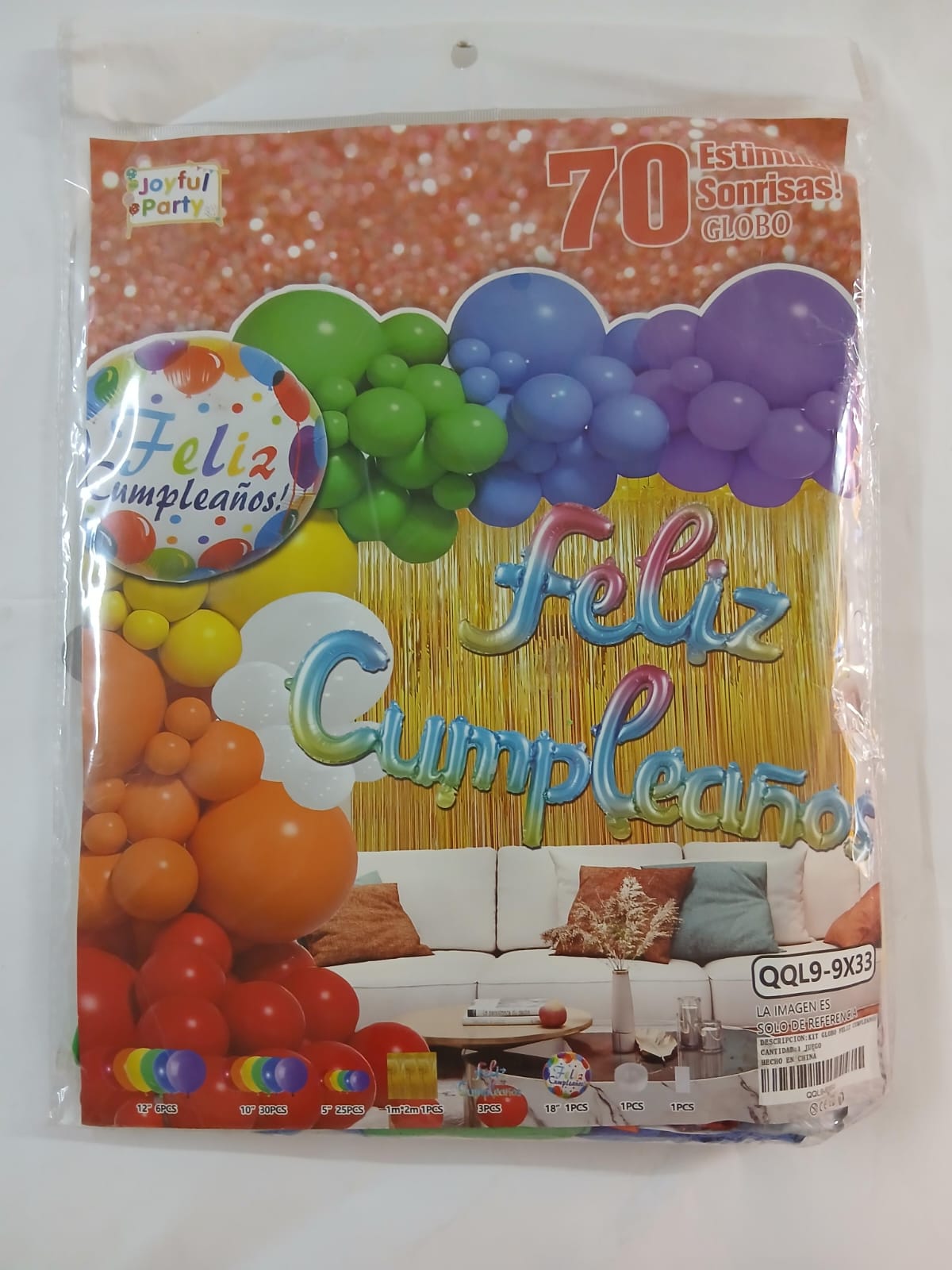 ARCO COMPLETO FELIZ CUMPLEAÑOS (AZUL, VERDE, MORADO,ROJO,AMARILLO)