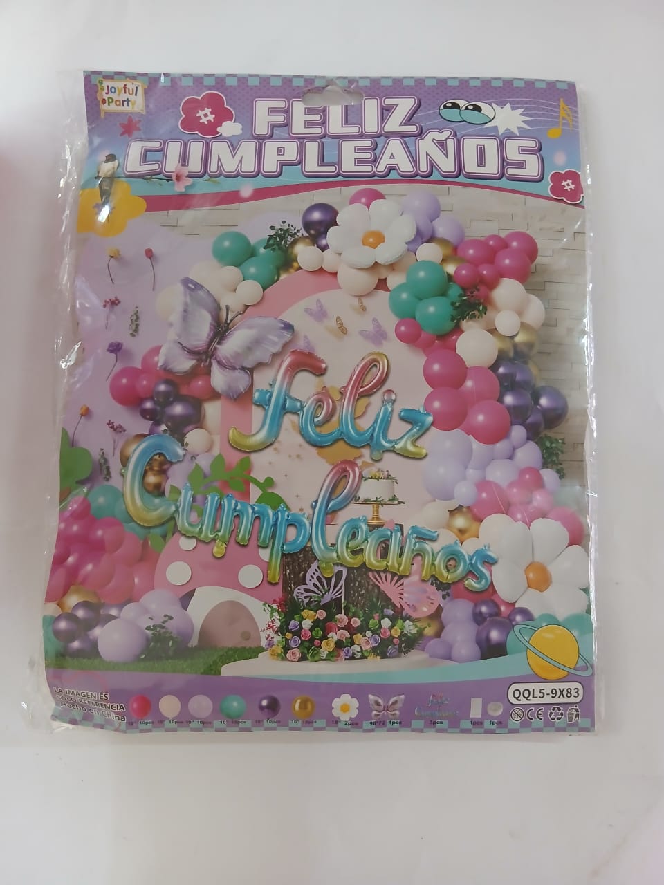 ARCO COMPLETO FELIZ CUMPLEAÑOS (ROSA, AZUL,MORADO)