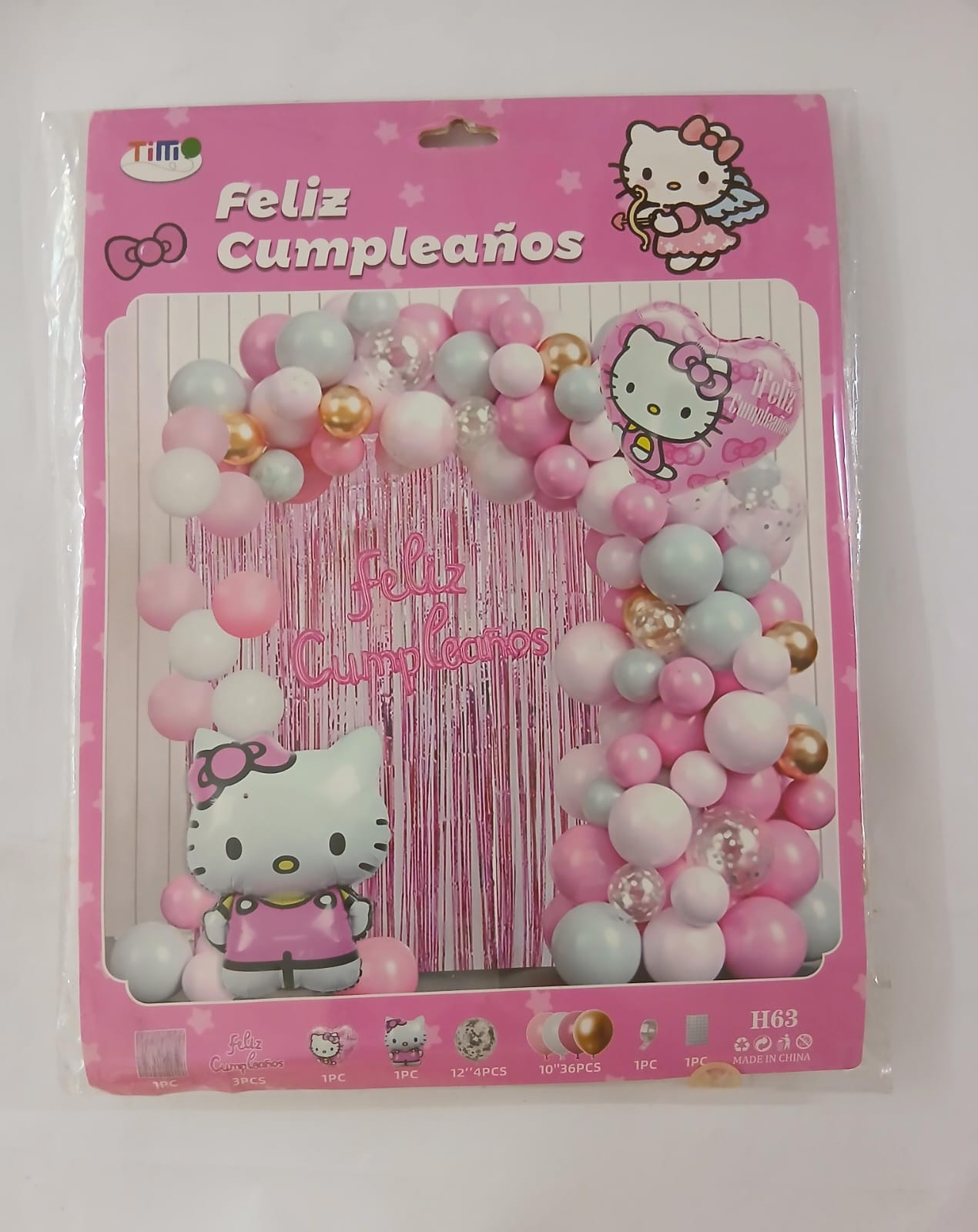 KITTY ARCO COMPLETO FELIZ CUMPLEAÑOS