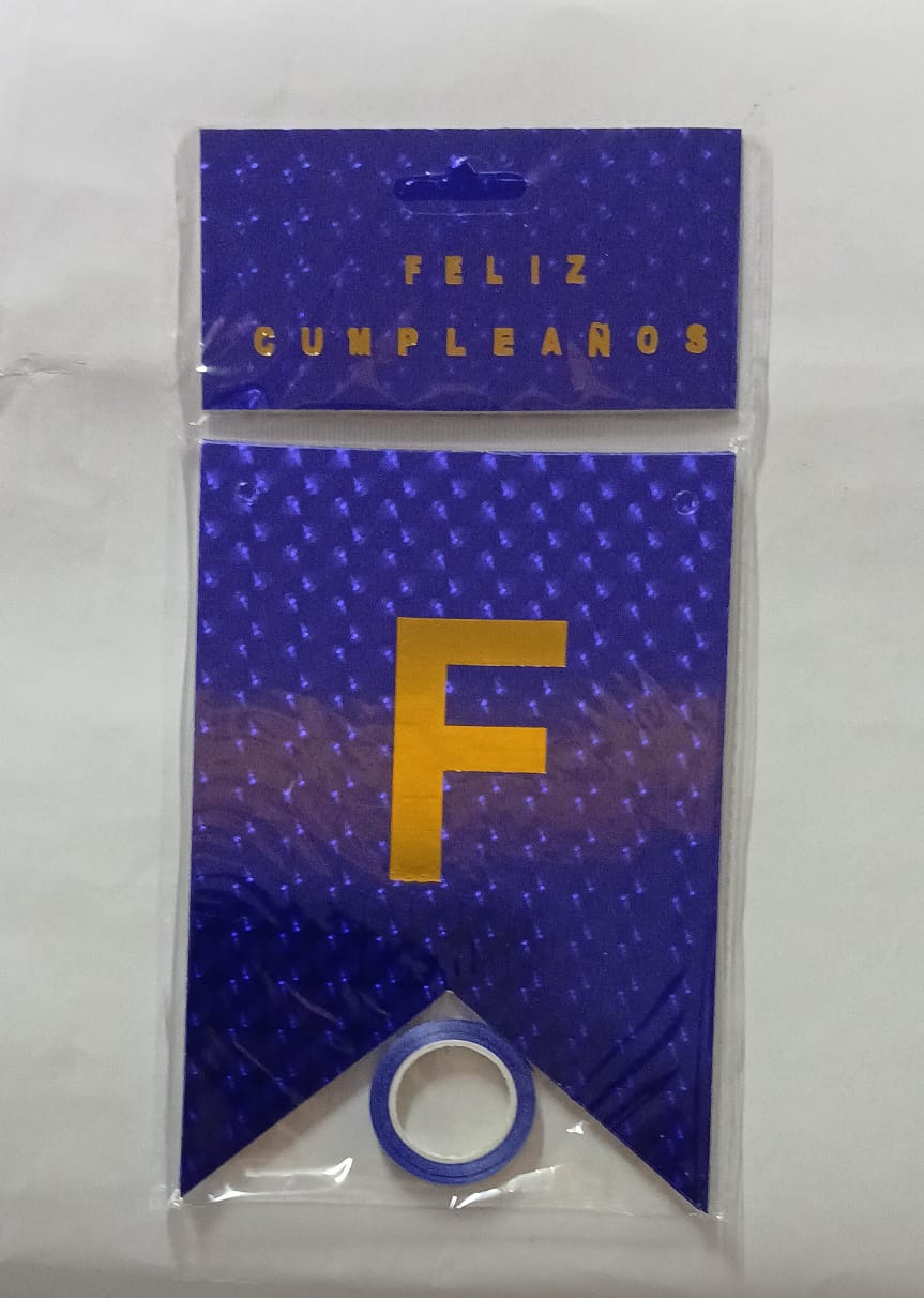 LETRERO FELIZ CUMPLEAÑOS HOLOGRAFICO AZUL