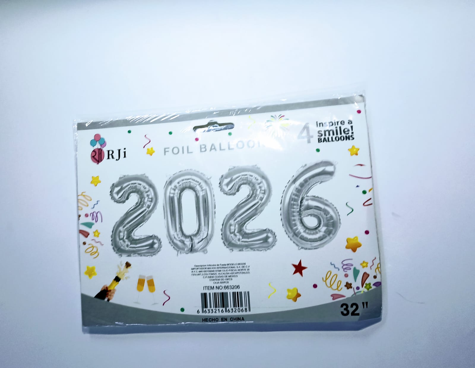 LETRERO DE GLOBO 2026 PLATA