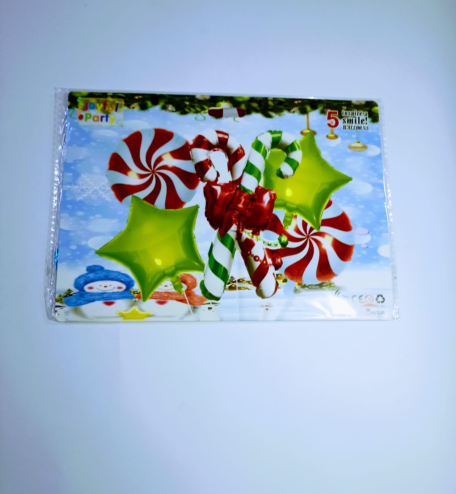 NAVIDAD PIRULETAS SET DE 5 GLOBOS METALICOS