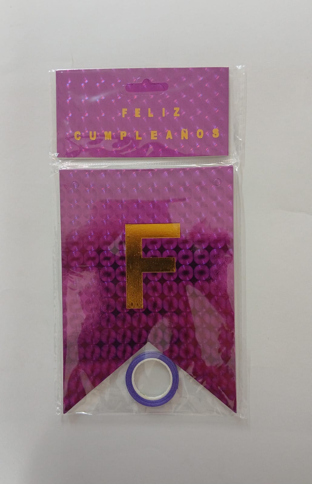 LETRERO FELIZ CUMPLEAÑOS HOLOGRÁFICO ROSA
