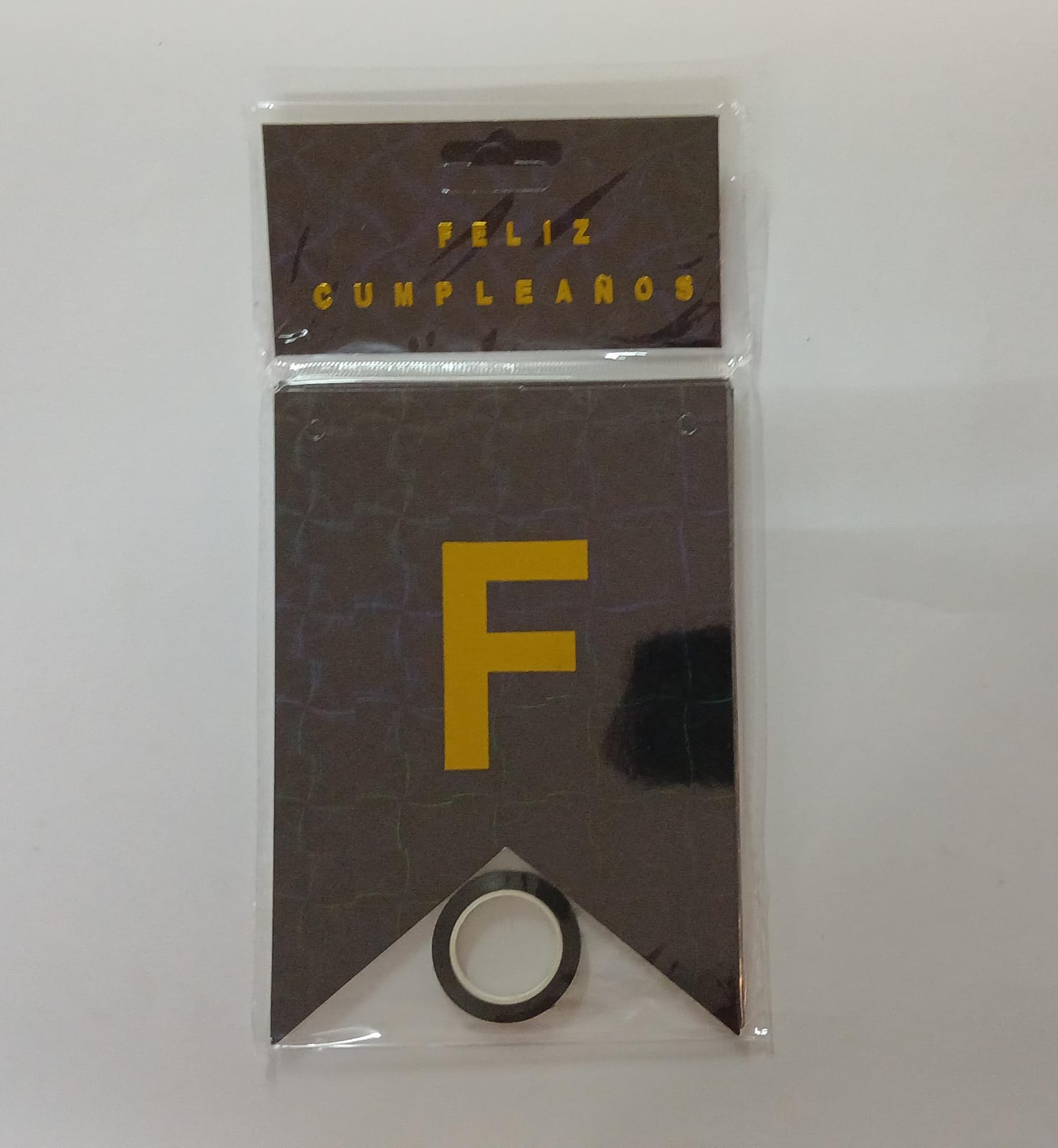 LETRERO FELIZ CUMPLEAÑOS HOLOGRÁFICO NEGRO