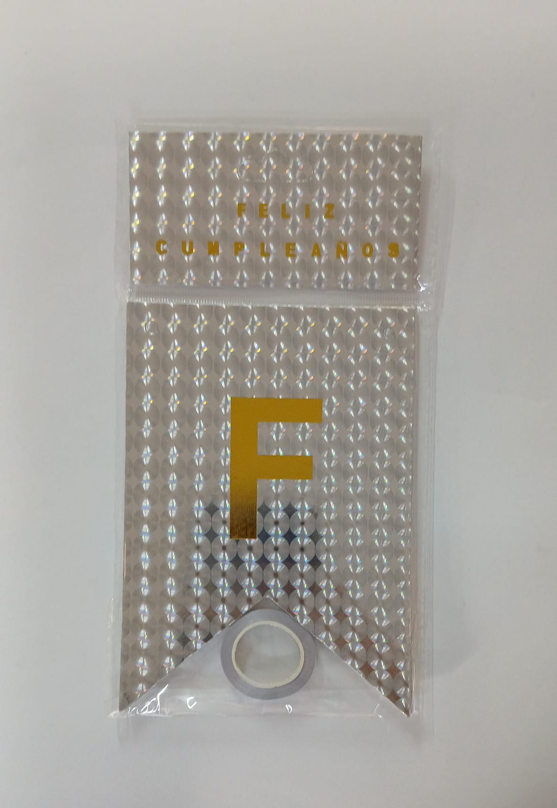 LETRERO FELIZ CUMPLEAÑOS HOLOGRÁFICO PLATA