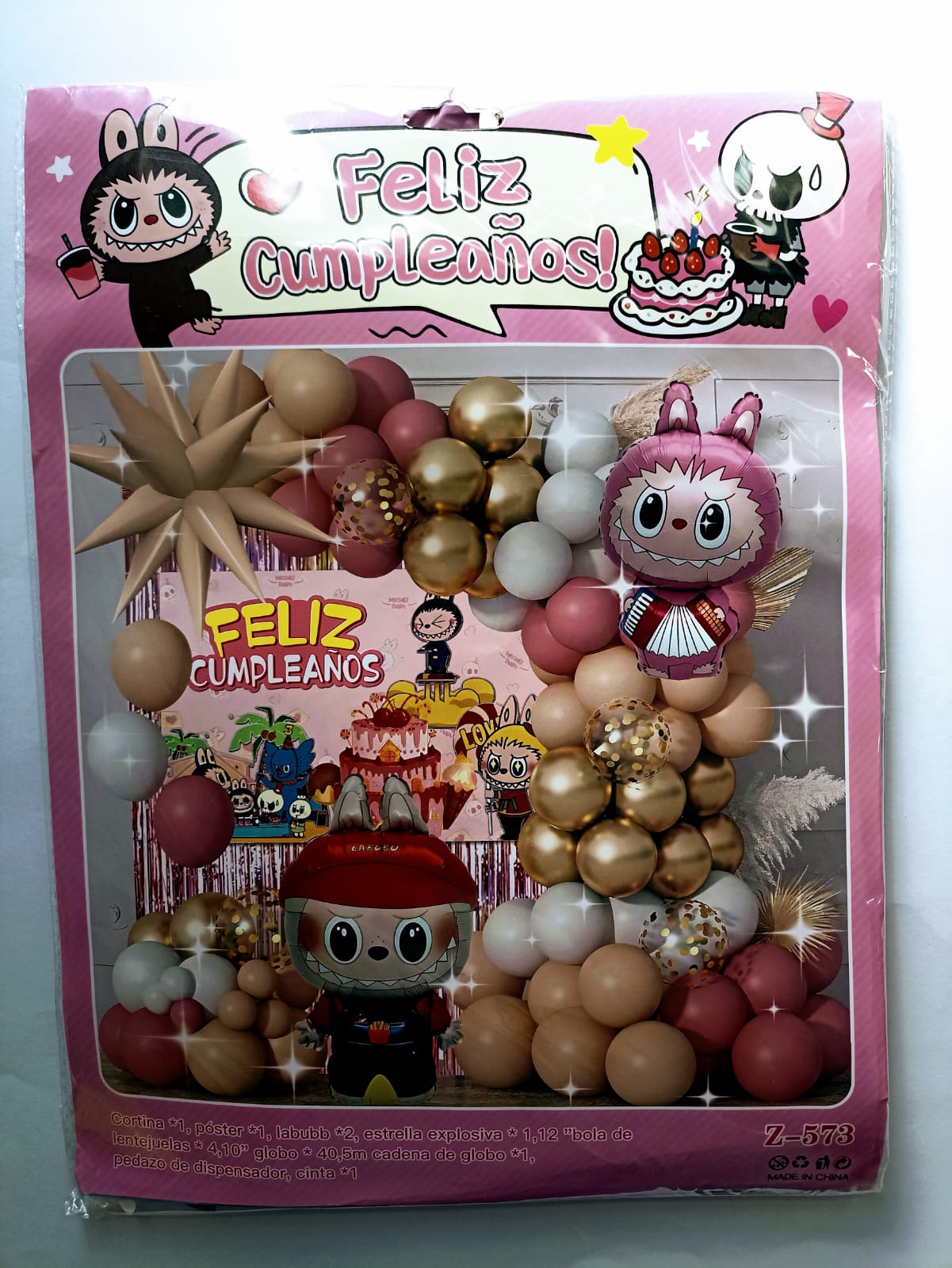 ARCO COMPLETO PERSONAJE LABUBU (DORADO,BEIGE,ROSA,CAFE)