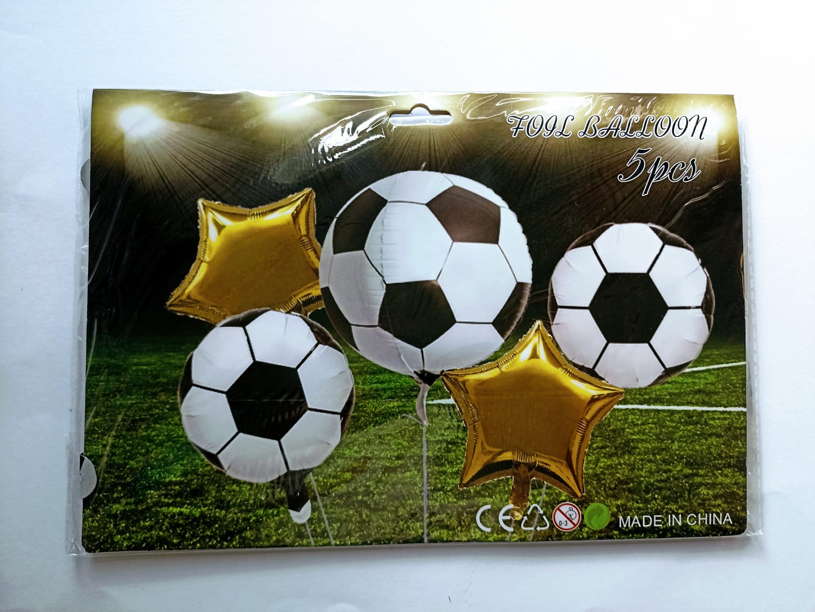 BALONES FUTBOL SET DE 5 GLOBOS METALICOS