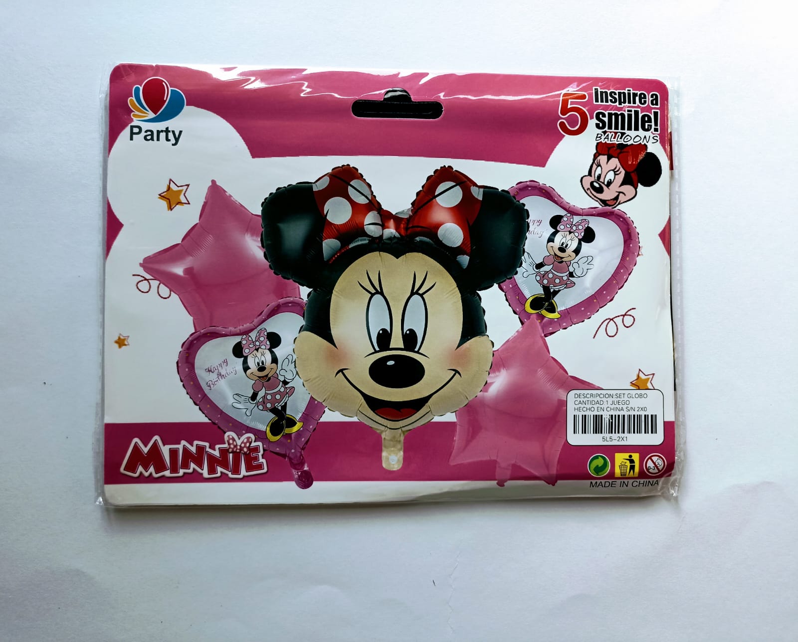 MINNIE CARA SET DE 5 GLOBOS METALICOS