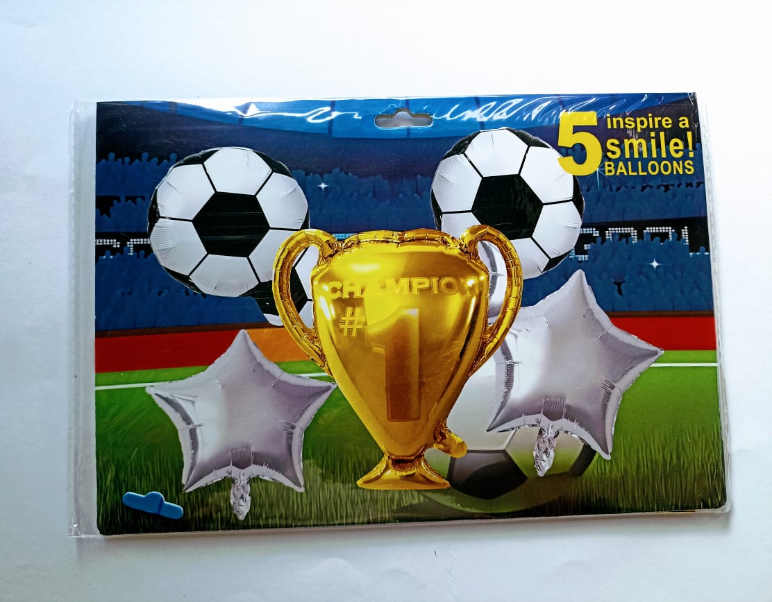 TROFEO FUTBOL #1 SET DE 5 GLOBOS METALICOS