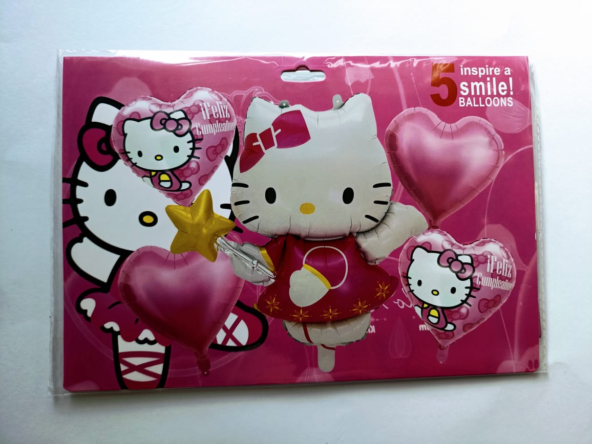 HELLO KITTY SET DE 5 GLOBOS METALICOS