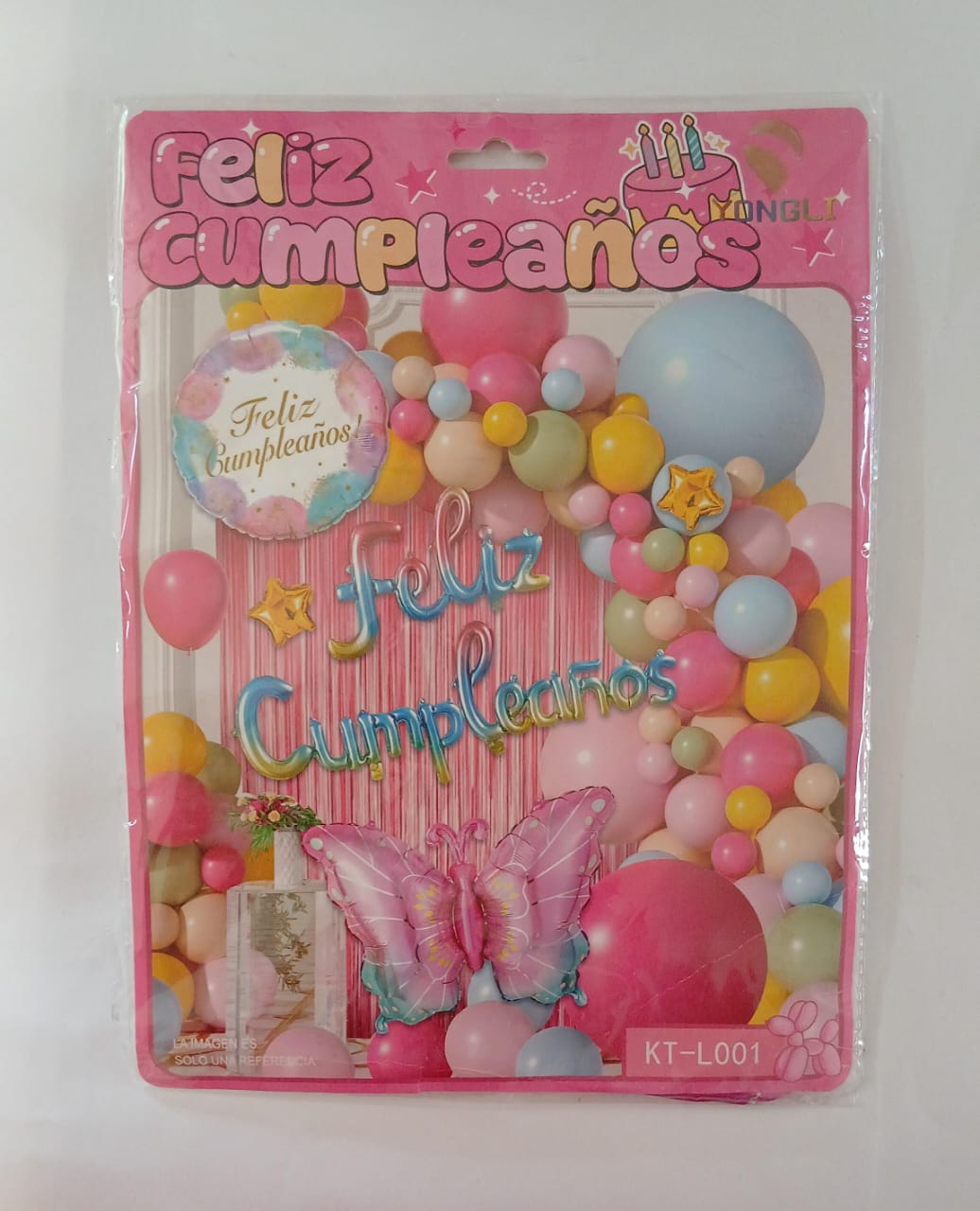 ARCO COMPLETO FELIZ CUMPLEAÑOS MARIPOSA ARCOIRIS (AMARILLO, VERDE, ROSA , AZUL)