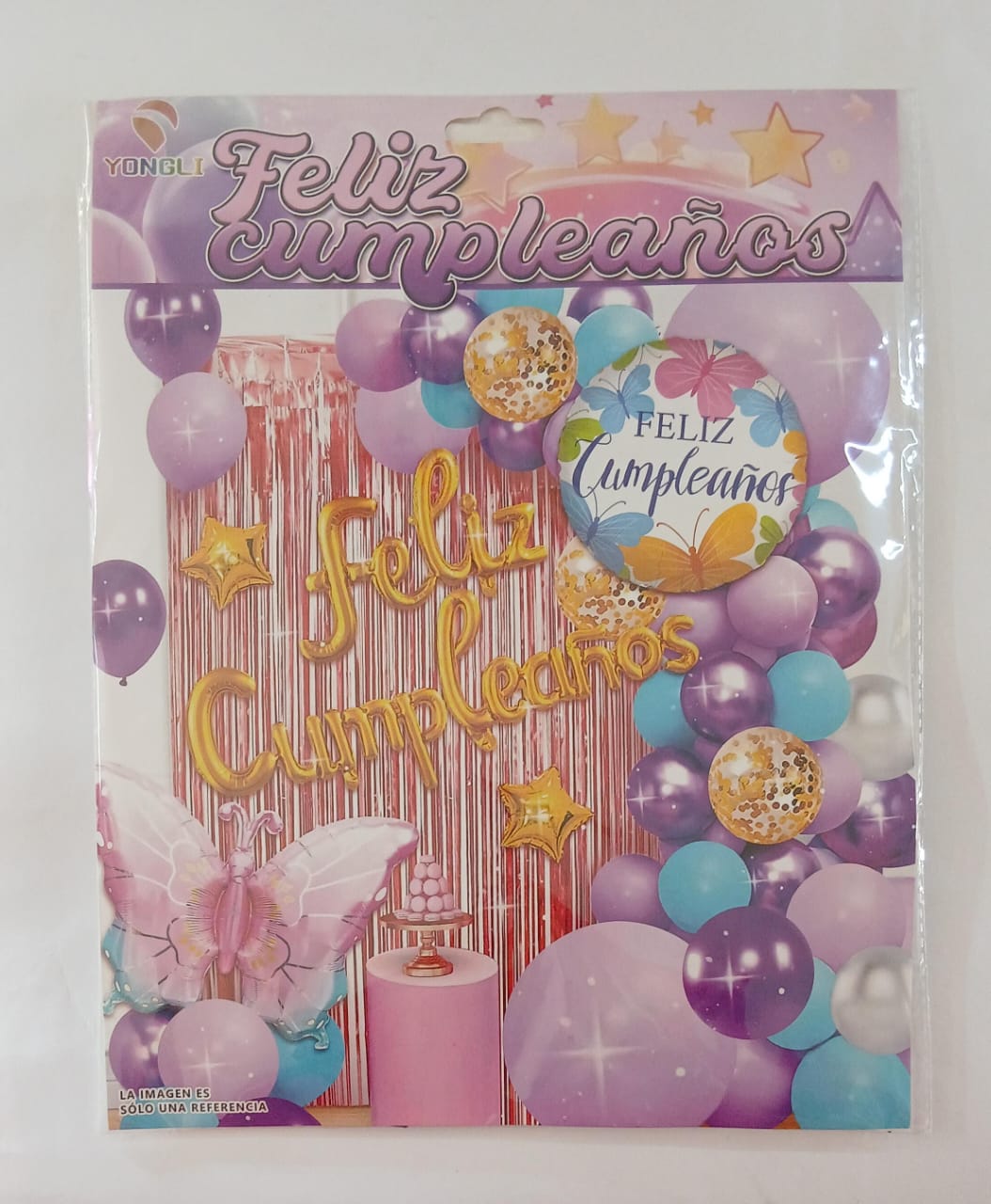 ARCO COMPLETO FELIZ CUMPLEAÑOS MARIPOSA (MORADO,LILA,AZUL)