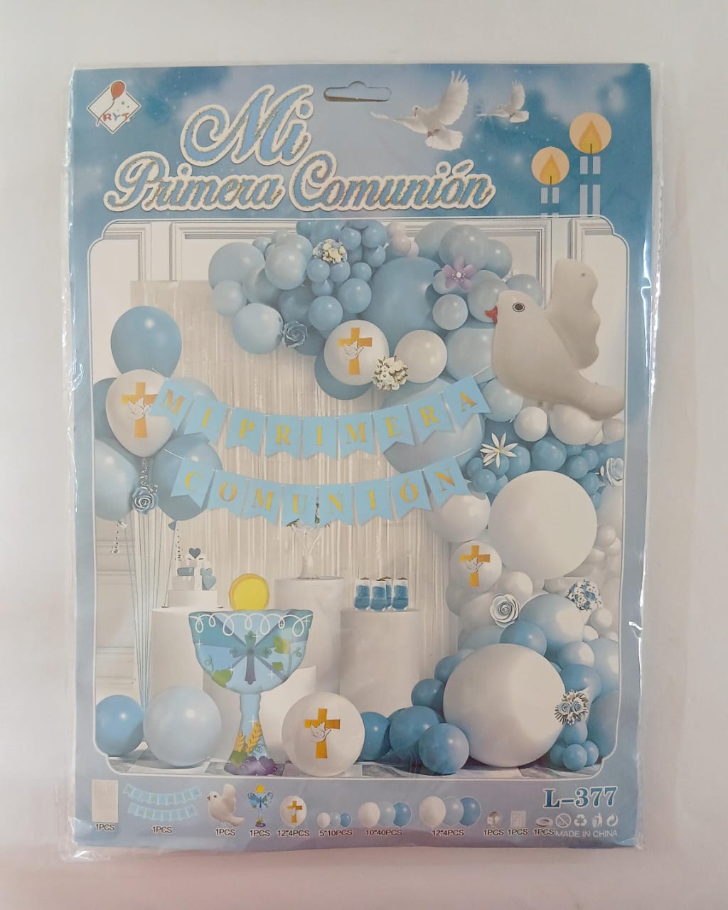 ARCO COMPLETO PRIMERA COMUNION NIÑO  (BLANCO,AZUL)