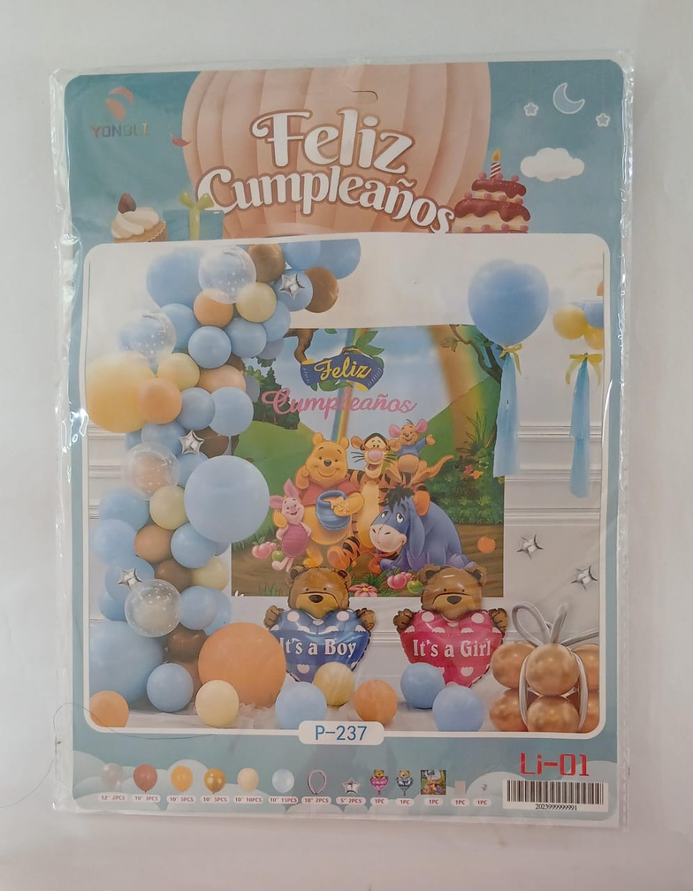 WNNIE POOH ARCO COMPLETO REVELACION DE GENERO  (VERDE,AMARILLO,AZUL)