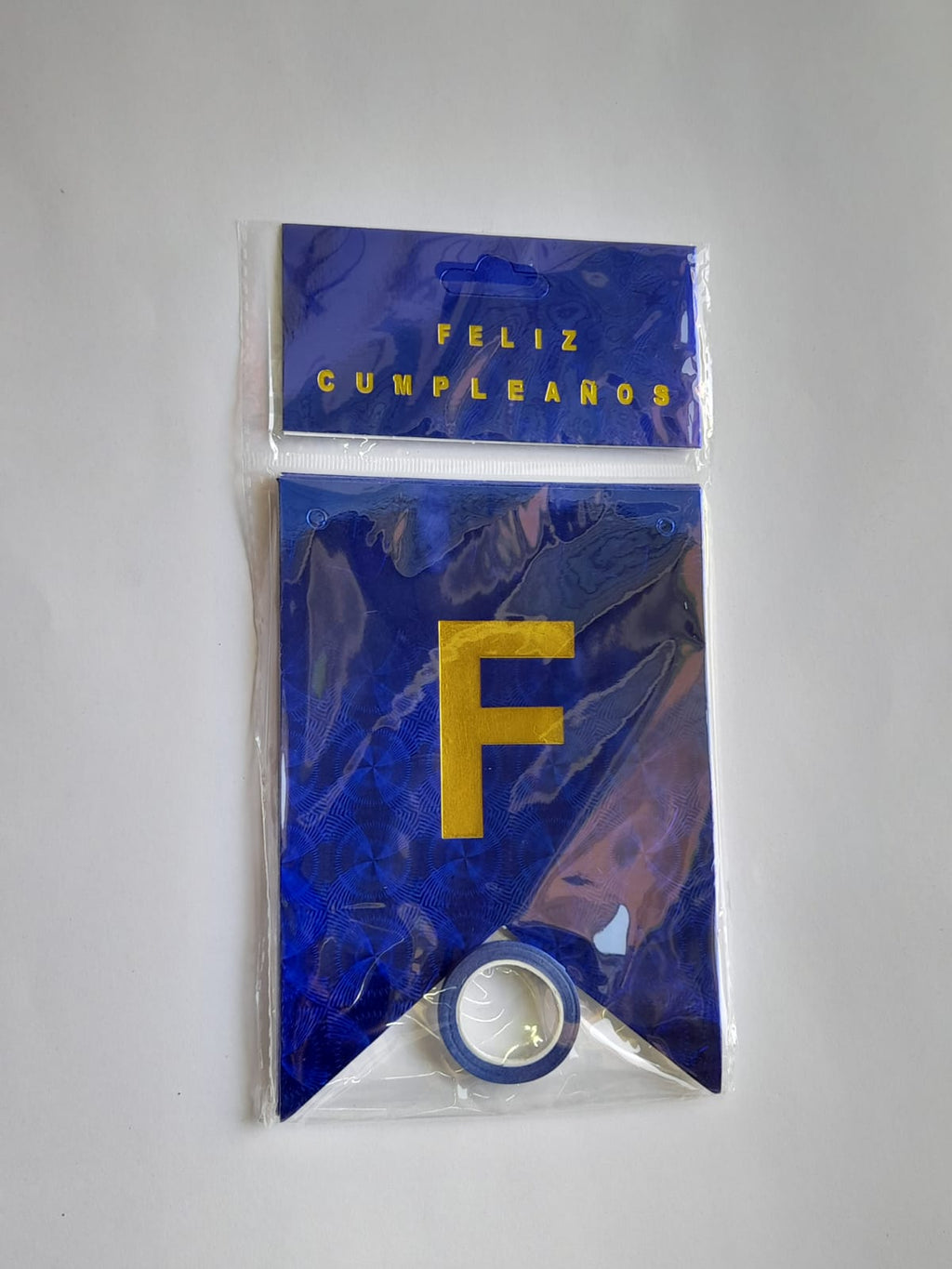 LETRERO FELIZ CUMPLEAÑOS HOLOGRAFICO AZUL